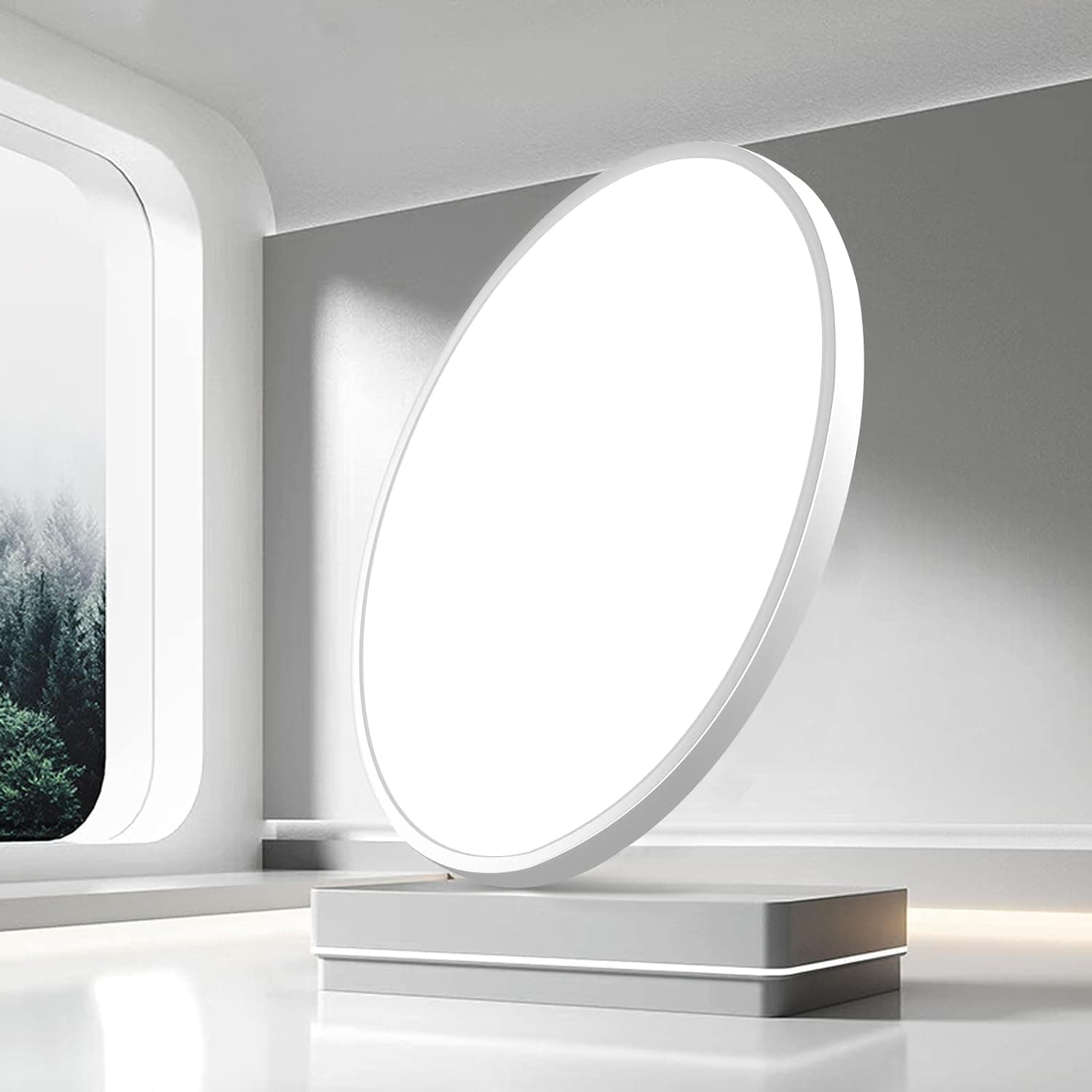 15.7in/40cm 32W LED Flush Mount Ceiling Light, 6000K Cool White Bathroom Light, 3800LM, White Round Ceiling Lights, 320W Equivalent Ceiling Lamp for Closets, Kitchens, Hallway, Bedrooms, etc.