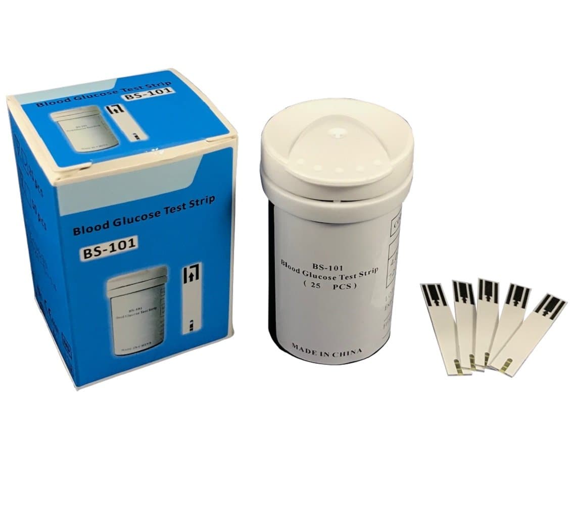 BS-101 Blood Glucose Test Strips for use with BG-102 Blood Glucose Monitors - Vial 25pcs