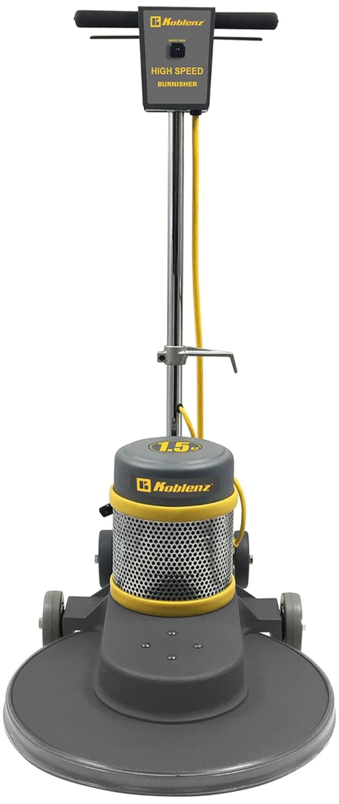 Koblenz B-1500-P High Speed Floor Buffer, 1.5 HP Commercial Burnisher, 20 in Pad, 50 ft Cord, Polishing Machine, Cast Aluminum, Floor Buffer Machine, Non-Marking Wheels