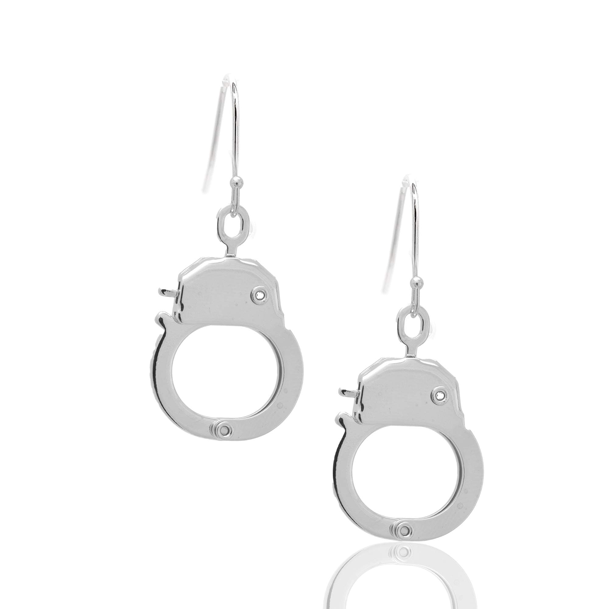 SpinningdaisyWomens Silver Plated Functional Handcuff Earrings