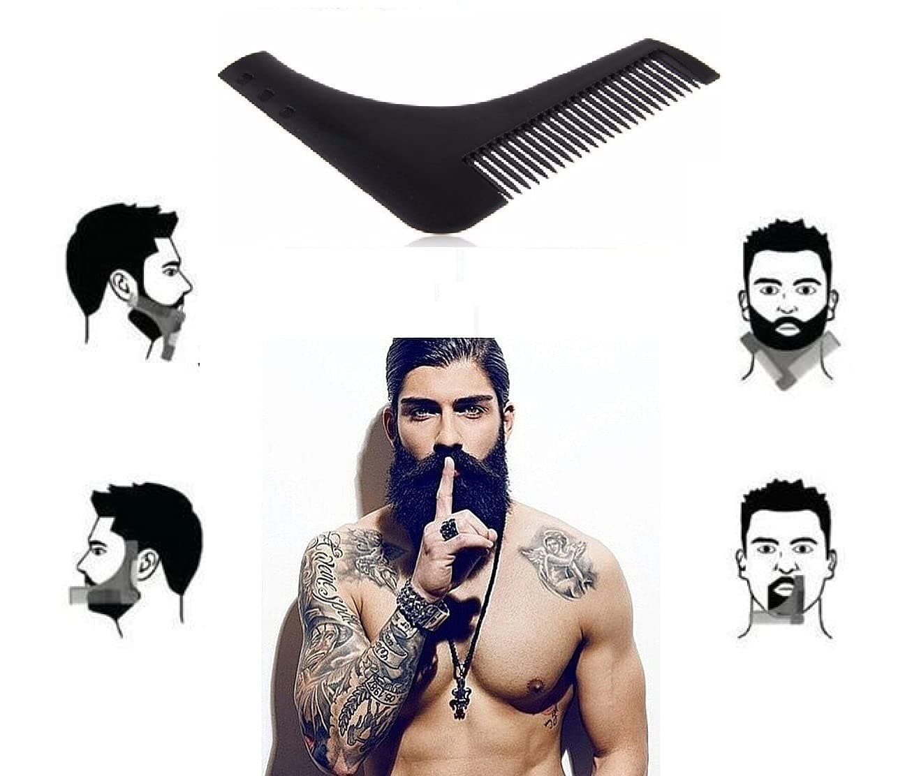 BoGoo Beard Shaping Tool For Men - Shaper and Styler with Comb - PERFECT SYMMETRY LINES/Neckline Cheekline Template
