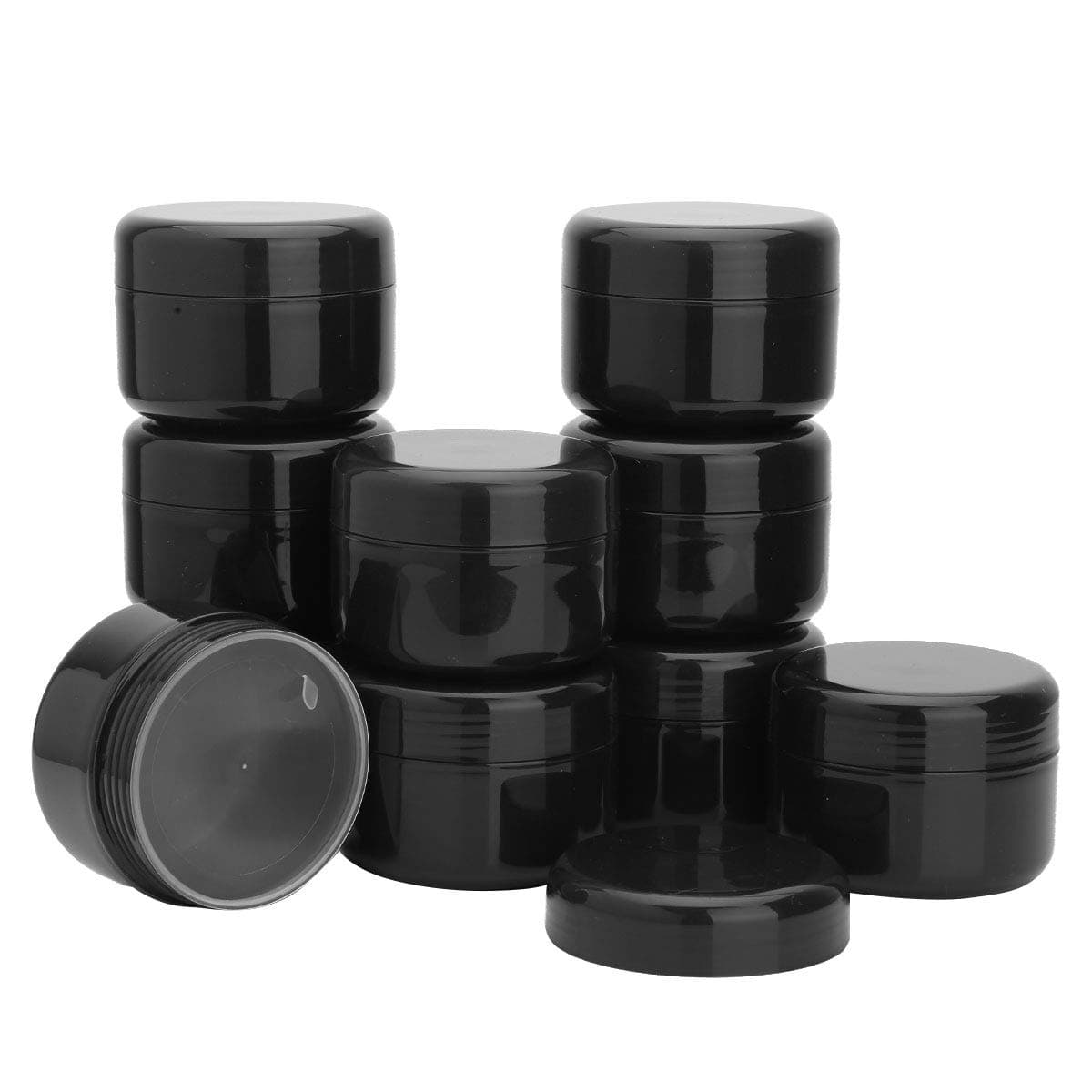 inhzoy 10 Pack 3.5 Oz(100ml) Empty Plastic Cream Bottles Lotin Containers with Internal Leak Proof Lid for Travel Storage Make-up Cosmetic Scrubs Oils Salves Samples Jars 10Pcs Black 3.5 Oz(100g)