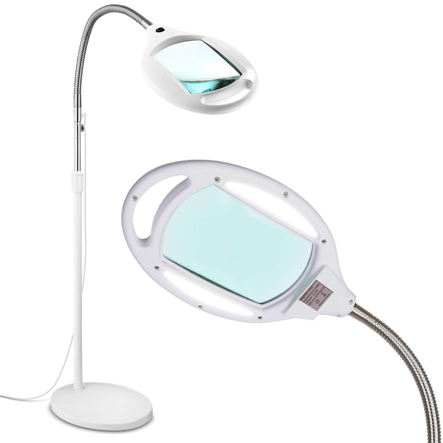Brightech LightView Pro Magnifying Glass with Light and Stand, Magnifying Floor Lamp with Sturdy Weighted Base for Facials, Lash Estheticians, Bright LED Work Light for Sewing, Crafts