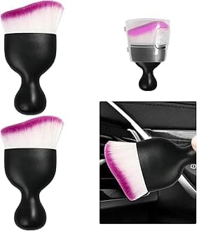 Ziciner Car Detailing Brush, Curved Soft Bristles Auto Removal Dust Collectors, Universal Vehicle Dashboard, Air Conditioner Vents etc Interior Cleaning Tool Accessories (Purple)