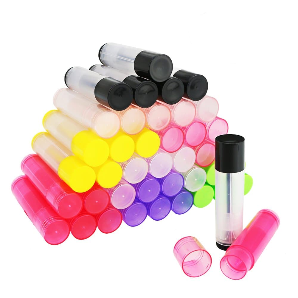 Newbested 50 Pieces DIY Empty Lip Balm Container,lip balm tubes with 3/16 Oz (5.5 ml)£¬Color Random