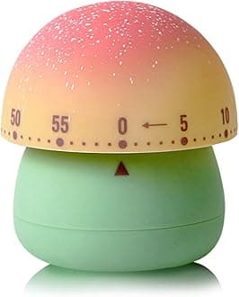 - Mechanical Kitchen Timer, Cute Mushroom Timers for Kids, Wind Up 60 Minutes Manual Countdown Timer for Classroom, Home, Study and Cooking (Green Base)