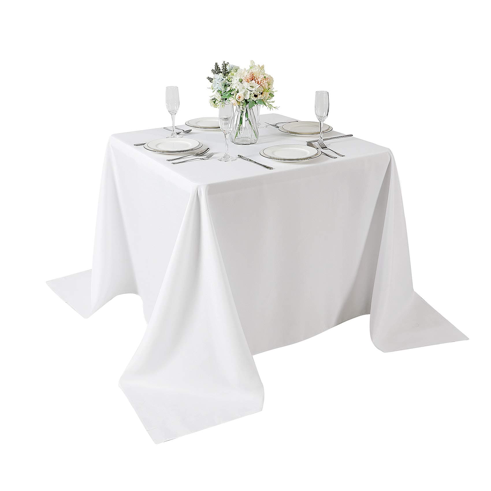 Cupuamon Square Tablecloth 90x90 inch Washable Polyester Fabric Table Cloth for Wedding Party Dining Banquet Decoration（90x90,White）