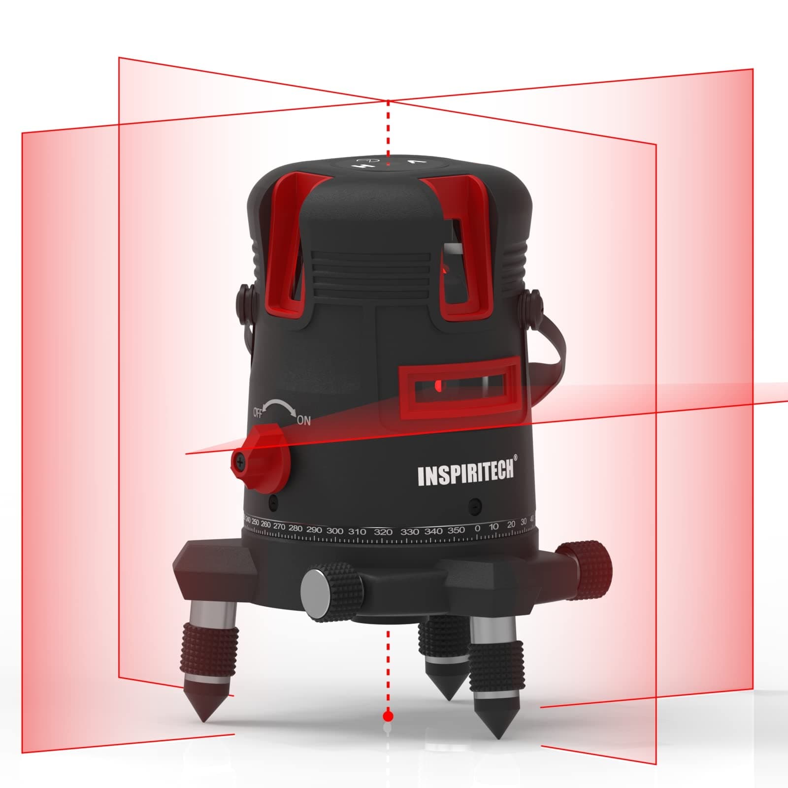 Self-Leveling Red Beam Laser Level Horizontal Vertical Cross Line Laser Rechargeable Leveler Tool for Construction Ceiling Tile Picture Hanging Framing Wall Cabinet with 360 Degree Rotating Base