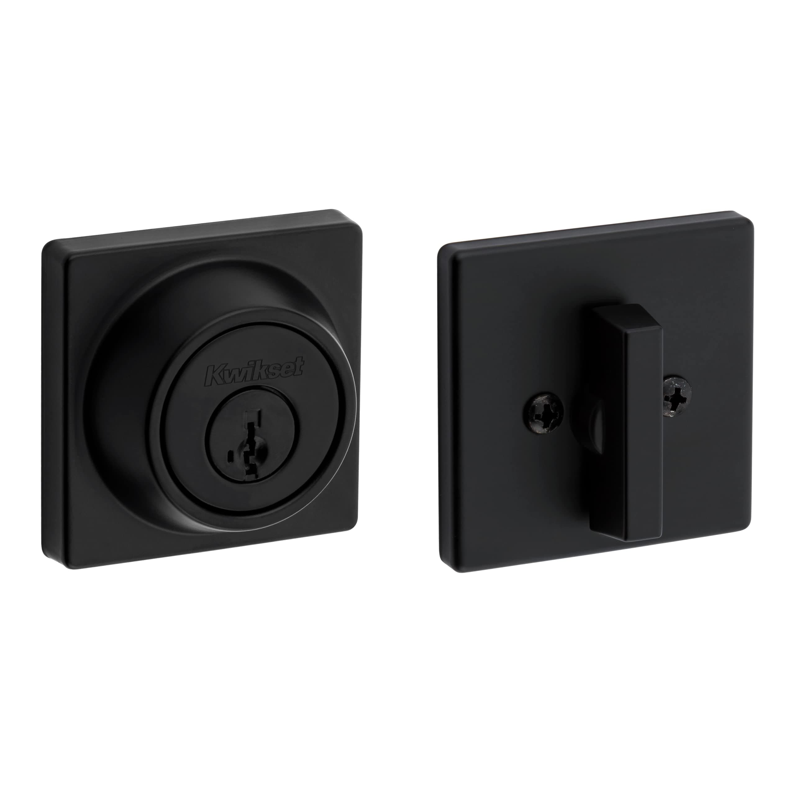 660 Contemporary Square Deadbolt, Keyed One Side, Featuring SmartKey Security™ in Matte Black