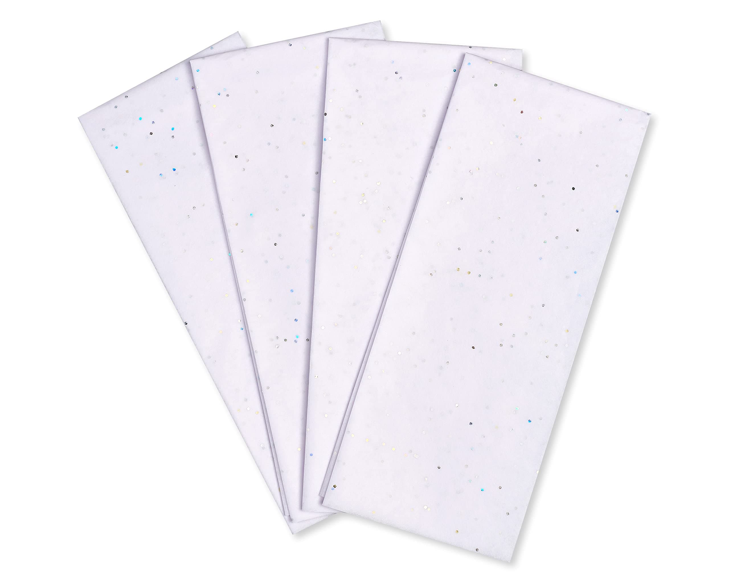 Sparkly White Gift Tissue Paper with Iridescent Dots, 4 Sheets (20 in. x 26 in.) - Ideal for Gift Bags, Weddings, Baby Showers and More