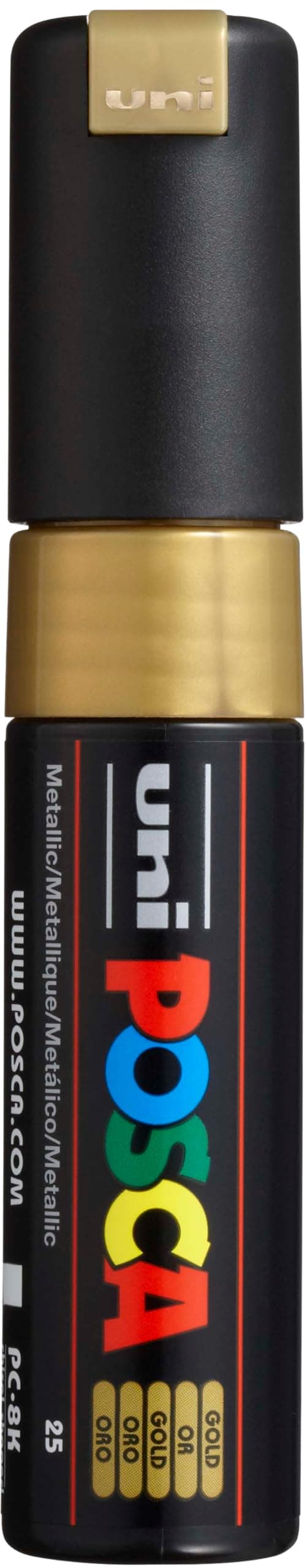 uni-ball Mitsubishi Uni Posca 8 mm Chisel Tip Marker, Gold, Broad