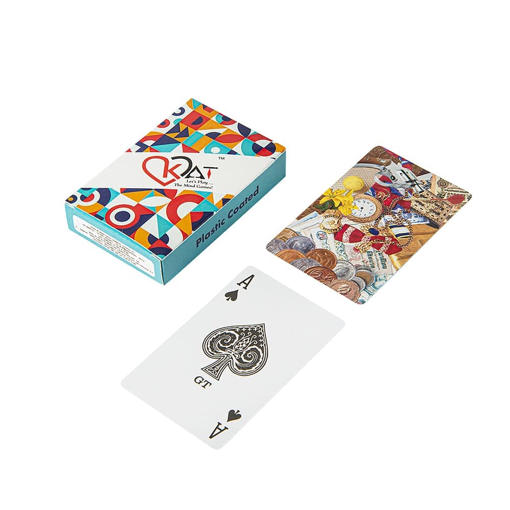 KAT 3 Piece Plastic Coated Playing Cards Multicolour Pack Premium Art Card Paper Decks for Bridge Rummy Poker Diwali Taash Game Nights Party & Fun Design B C D
