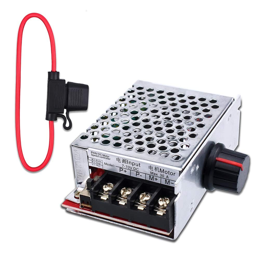 KeeYees7-70V 30A PWM DC Motor Speed Controller Switch Control 12V 24V 36V 48V with 30 Amp Fuse
