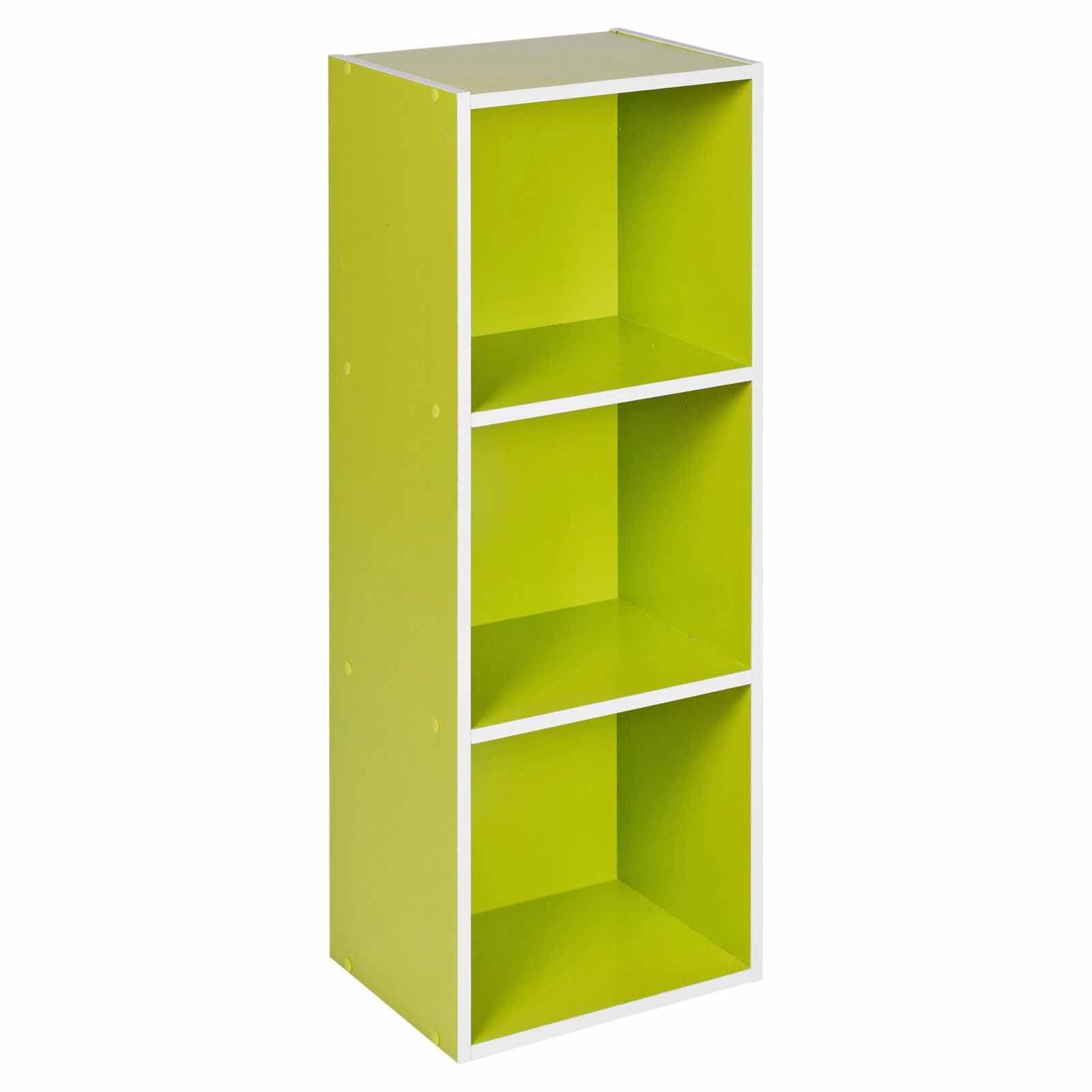 2, 3, 4 Tier Standing Shelf Shelves Storage Bookcase CD/DVD Organizer Home Office Furniture Green (3 Tier)