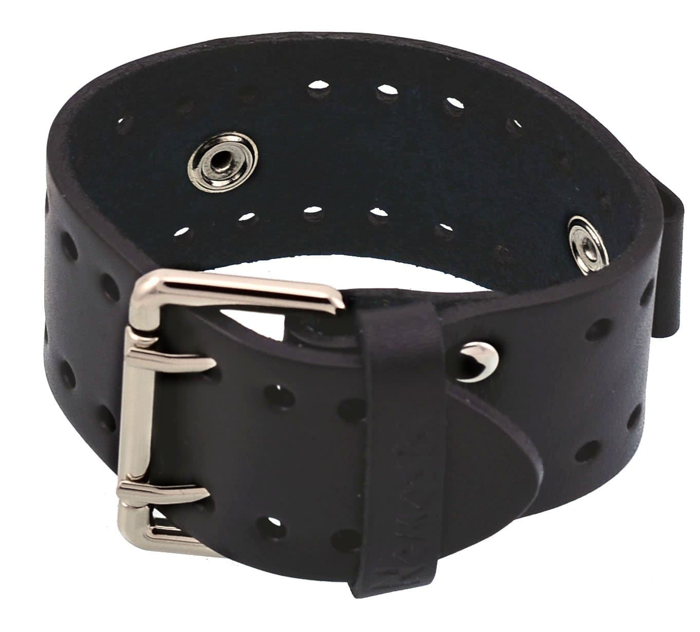 Nemesis BN-K 20mm Lug Width Black Wide Leather Cuff Wrist,mens Watch Band