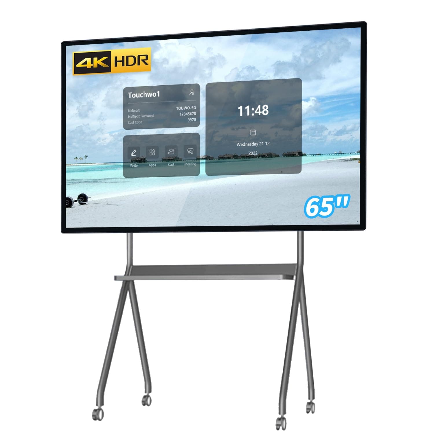 65 inch Touchscreen Monitor Smart Board, 4K Interactive Whiteboard, Android 11 & Windows 10 Pro All-in-One Touchscreen Industrial PC for Office and Classroom