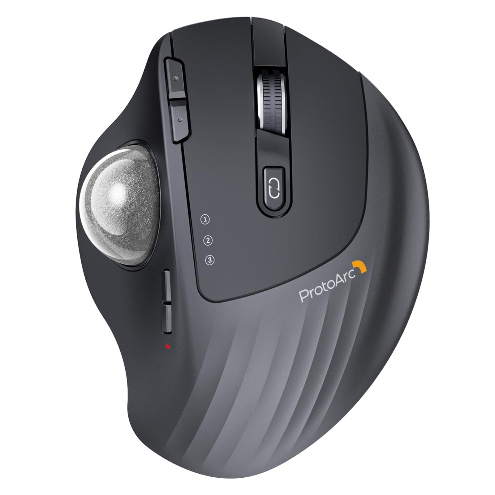 ProtoArc Wireless Trackball Mouse, EM01 NL Ergonomic Bluetooth Rollerball Thumb Mouse Rechargeable Computer Laptop Mouse, Adjustable Angle & 3 Device Connection for PC, Mac, Windows-Silver Ball
