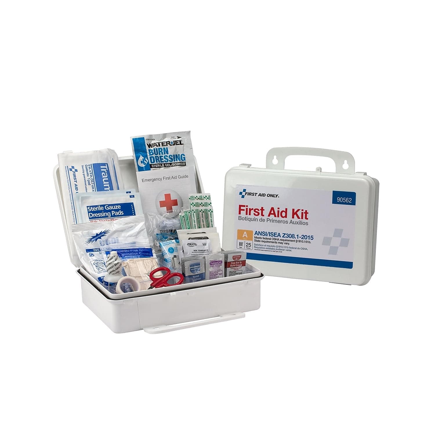 (25 Count, Plastic, Weatherproof, Type III, Class A) - Pac-Kit by First Aid Only 90562 25 Person Bulk ANSI A, First Aid Kit, Plastic, Weatherproof