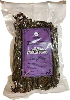 Malabar Vanilla Beans Gourmet Grade | 1.5-2% Vanillin | 25-30% Moisture | Natural & Pure | For Baking, Extract, Coffee, Brewing, Cooking | Single Origin (2 Pods)