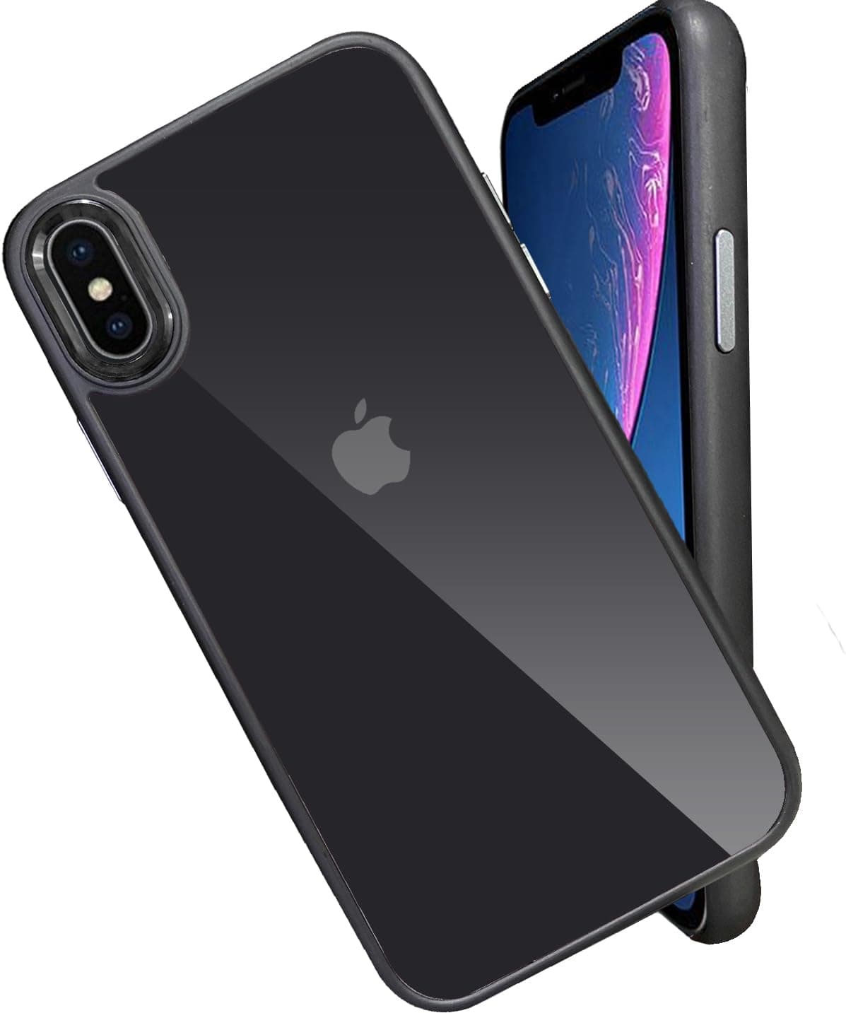 A rtistque Metal Clear Back Cover Case for iPhone X/XS |Sleek Hard Crystal ClearBack | Drop & Camera Protection | Shockproof Mobile Case for iPhone X/XS (PC & TPU - Black)