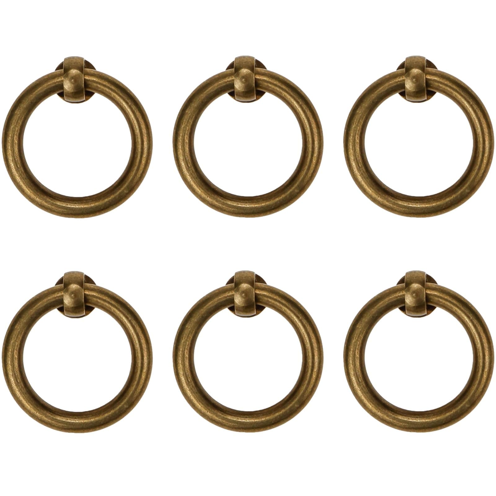 LC LICTOP 1.38 Inch Bronze Drop Ring Pulls 6Pcs, 35mm Pull Knob for Antique Furniture Cupboard Cabinet Drawer Dresser Wardrobe