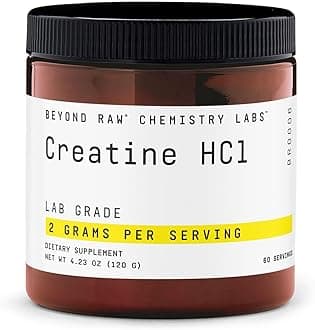 BEYOND RAW Creatine HCl Powder, Science Backed, Lab Grade, Creatine for Women & Men, Muscle Strength, Energy Production, Athletic Performance, Cognitive Support, Cellular Hydration, 60 Servings