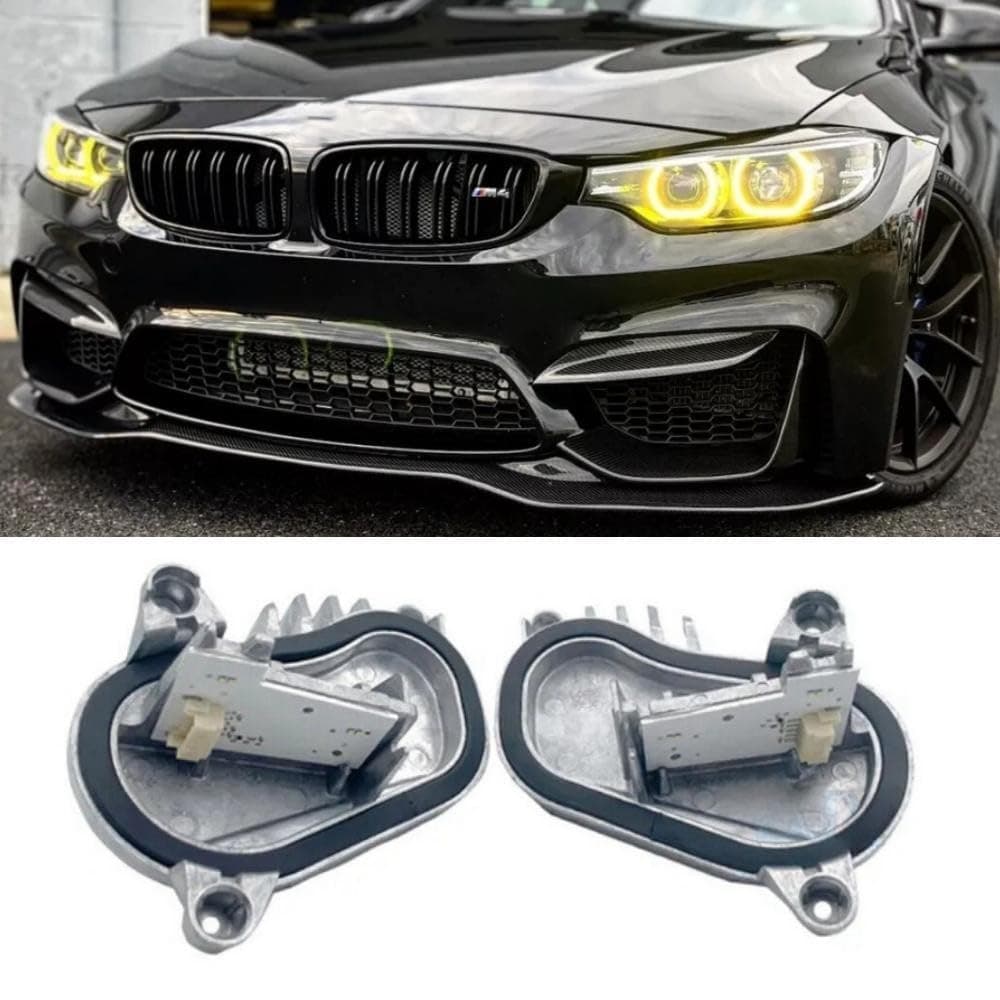 2Pcs DRL Angel Eyes LED Modules Set Compatible with 2018 2019 2020 M3 F80 F82 F32 F34 F36 F83 M4 LCI 420i 430i 440i Non-adaptive LED Headlight Daytime Running Light, DRL Modules, Lemon Yellow