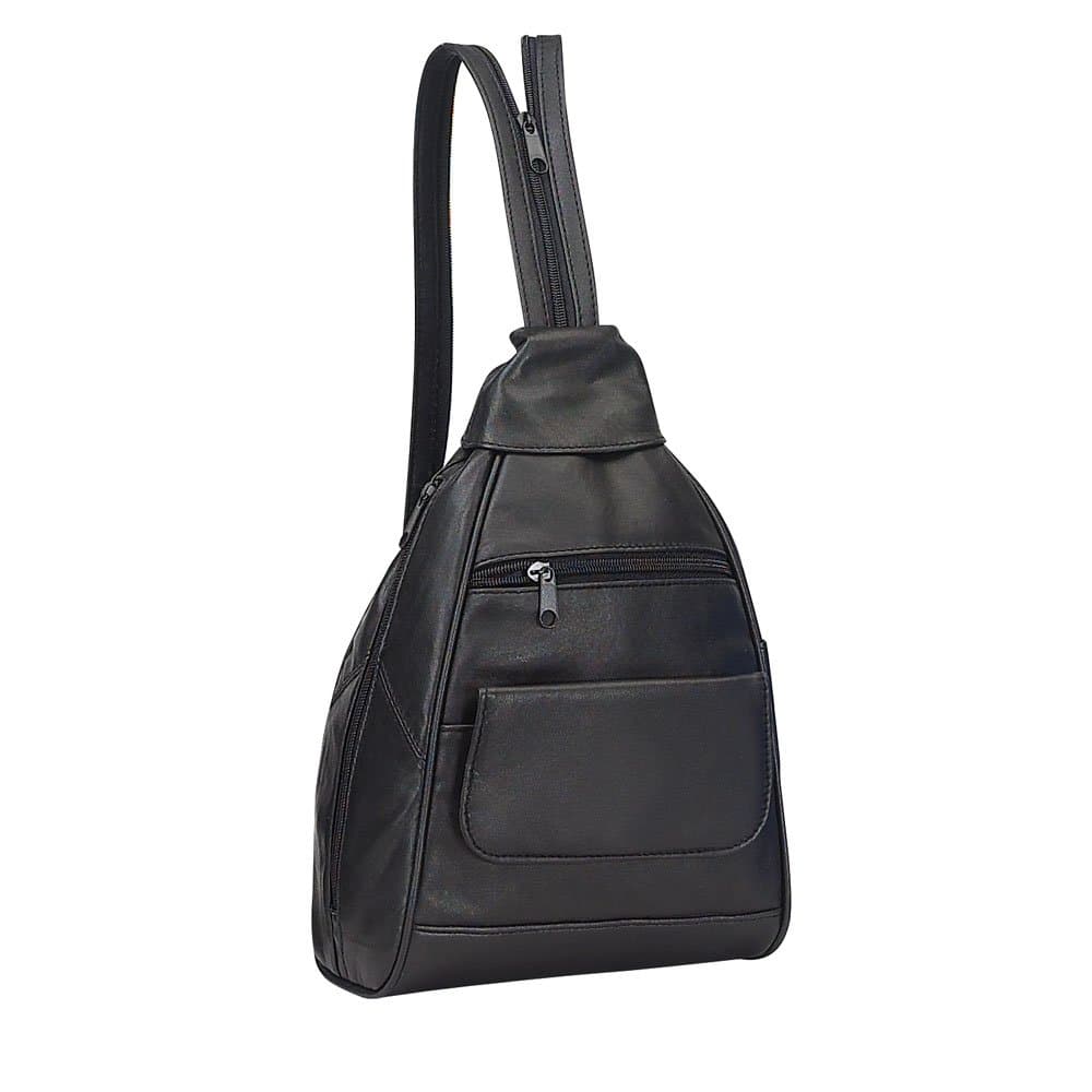 LEATHER MINI TRAVEL BACKPACK - BLACK