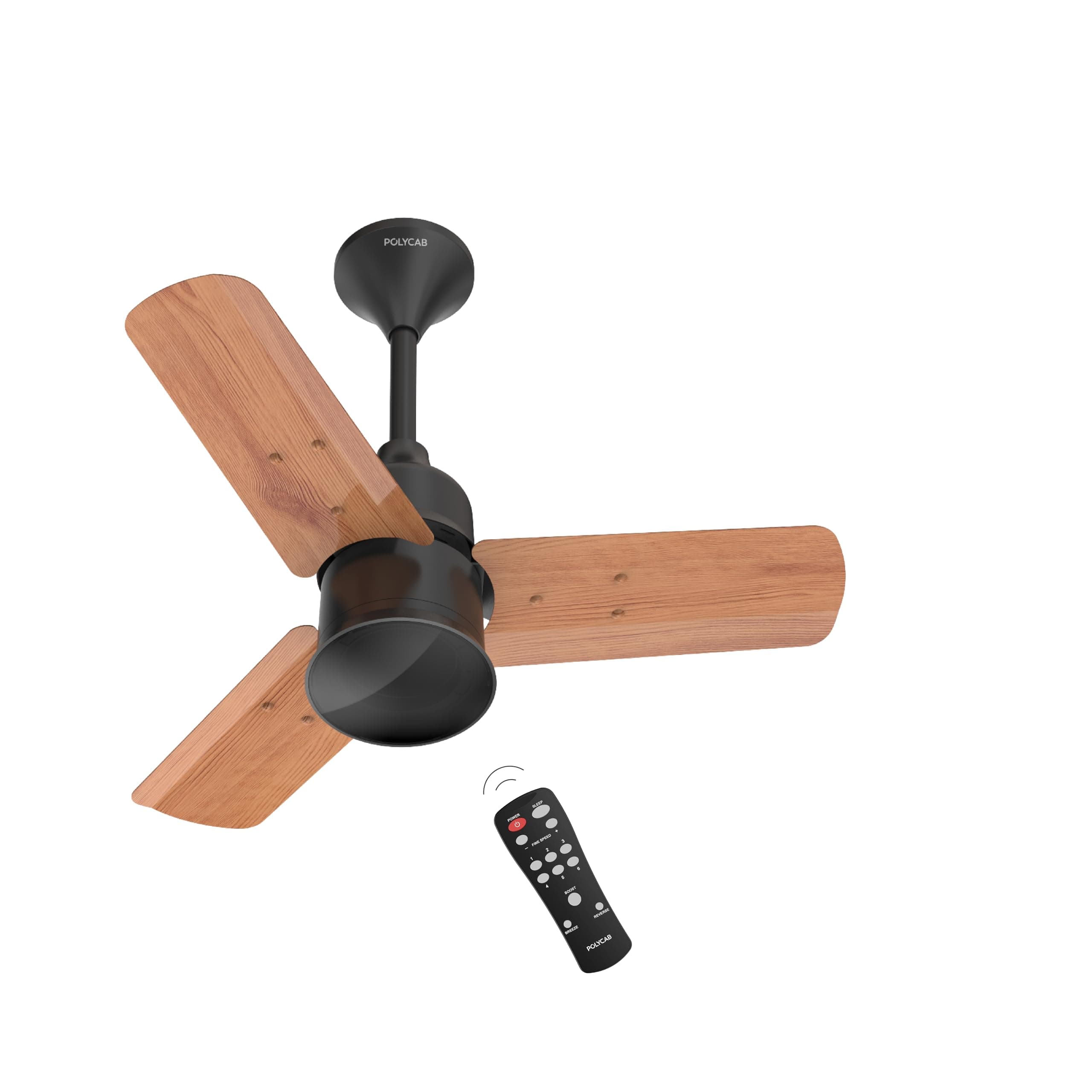 Polycab Silencio Mini 600mm 5-Star Advanced BLDC, Remote Ceiling fan for home | High Air Delivery, 25 Speed Setting, Sleep Mode, Reverse Rotation, Free Installation | 3+1 Years Warranty【Natural Wood】