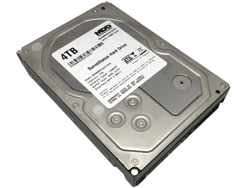 MaxDigitalData 4TB 64MB Cache 7200PM SATA 6.0Gb/s 3.5in Internal Surveillance CCTV DVR Hard Drive (MD4000GSA6472DVR) - w/ 2 Year Warranty, Mechanical Hard Disk