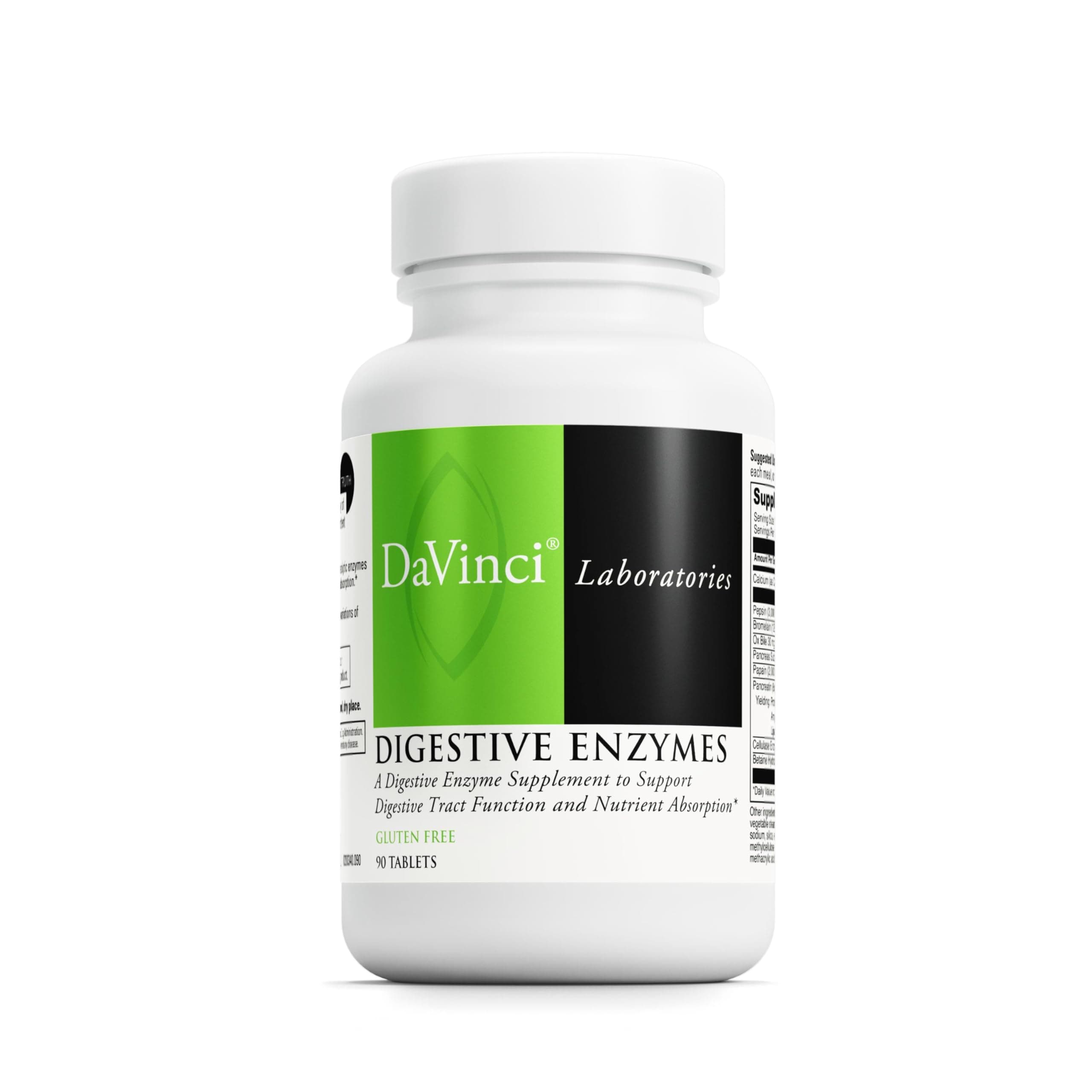 Labs Digestive Enzymes Dietary Supplement Supports Digestive Tract Function & Nutrient Absorption - with Calcium, Pepsin, Bromelain, Papain, Pancreatin and More - Gluten-Free - 90 Tablets