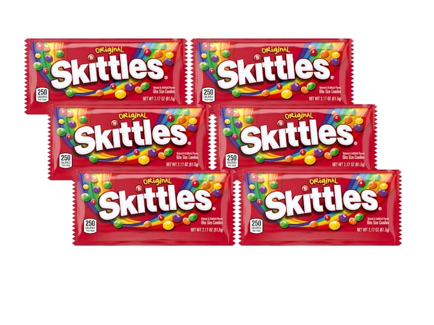 SkittlesOriginal Chewy Candy, Full Size, 2.17 OZ (Pack of 6)