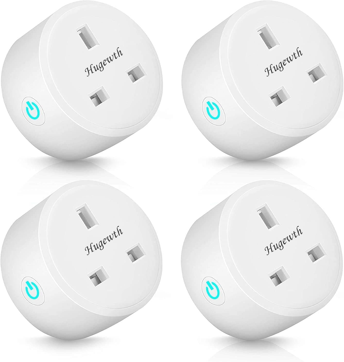 Smart WiFi Plug 4-Pack 16A Smart Outlet, Compatible with Alexa and Google Home, Mini Outlet with Remote Control and Voice Control with Power Count Timer Function, No Hub Required (4)