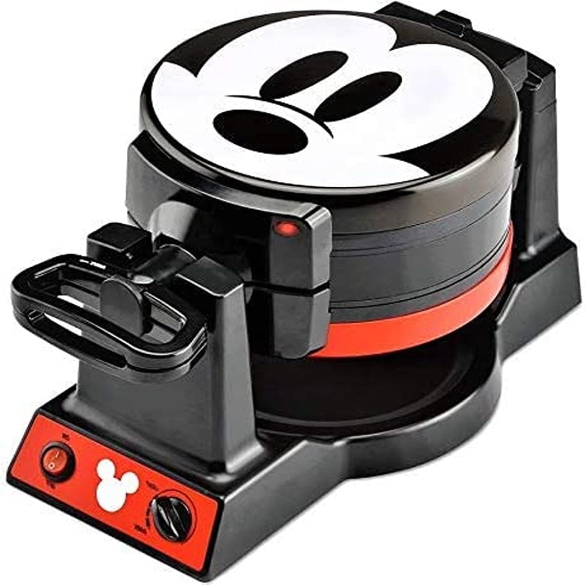 - Disney Mickey Mouse MIC-62 Double Flip Waffle Maker by Select Brands - Nonstick Mini Waffle Iron with Rotating Design - Makes 6 Mickey Waffles - Variable Shade Control