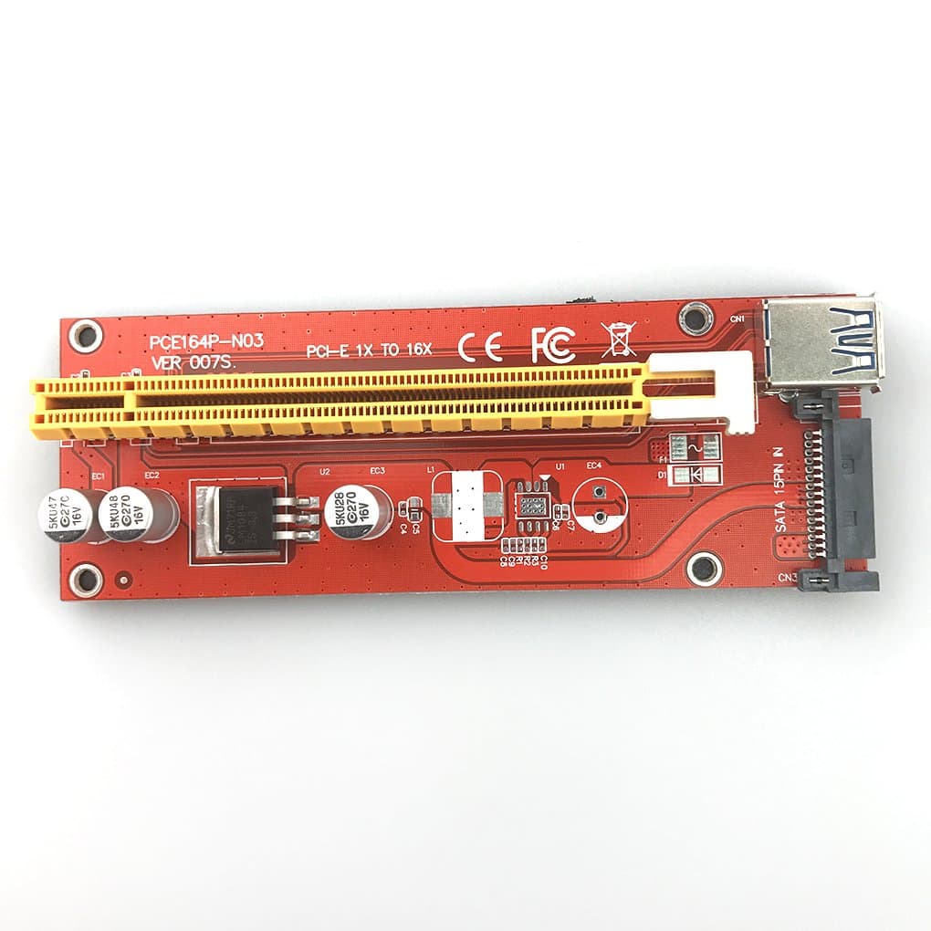007S Board PCI-E PCI E Express 1X to 16X Riser Card USB 3.0 Cable for Bitcoin Litecoin Mine 60cm