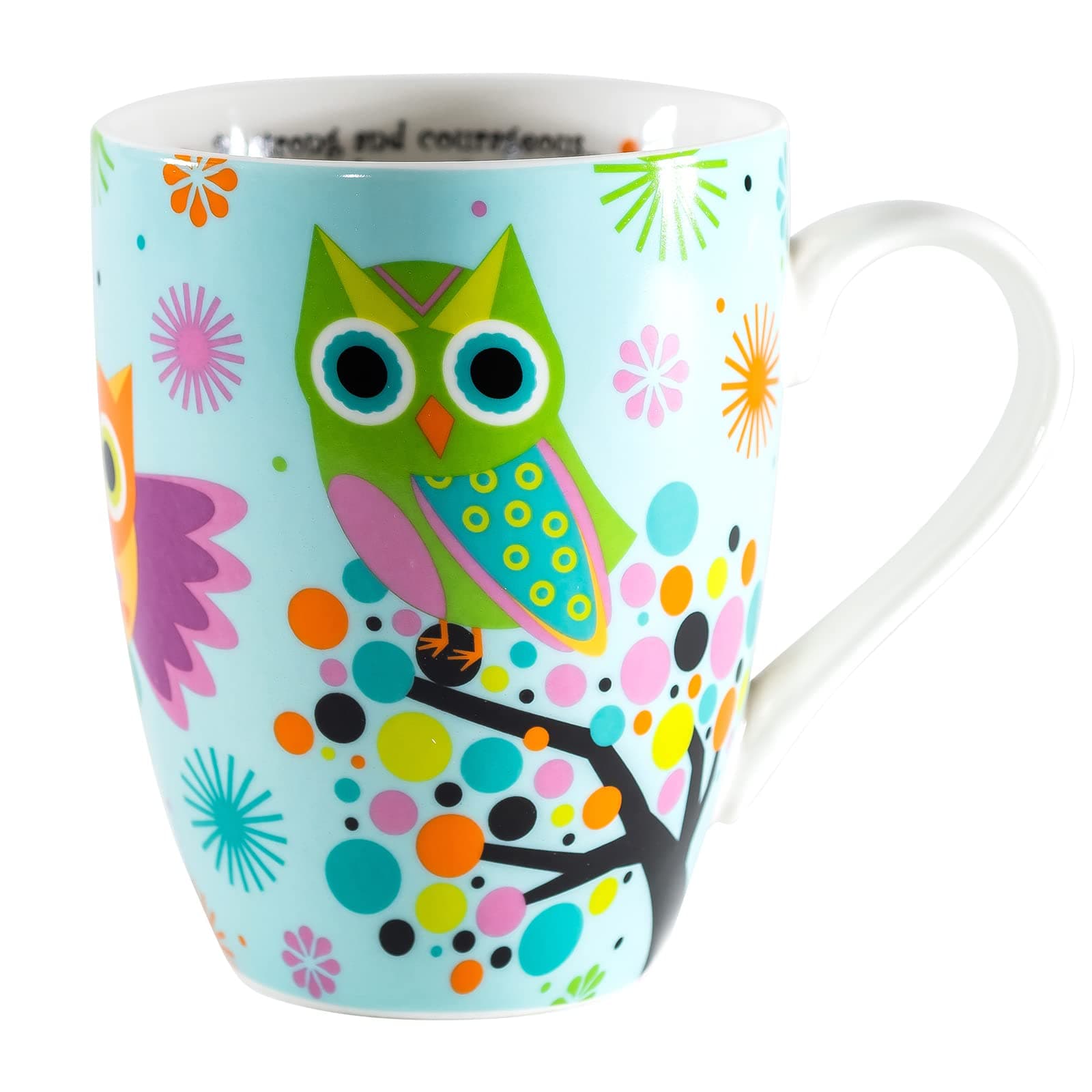 Divinity Boutique Owl Mug - Inspirational Ceramic Coffee Mug with Scripture for Women, Mom, Friends, Owl Lovers that is Colorful and Dishwasher Safe, 350ml