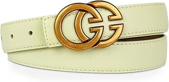 Women's Leather Belt with Buckle - Ideal for Dresses, Jeans, and Coats