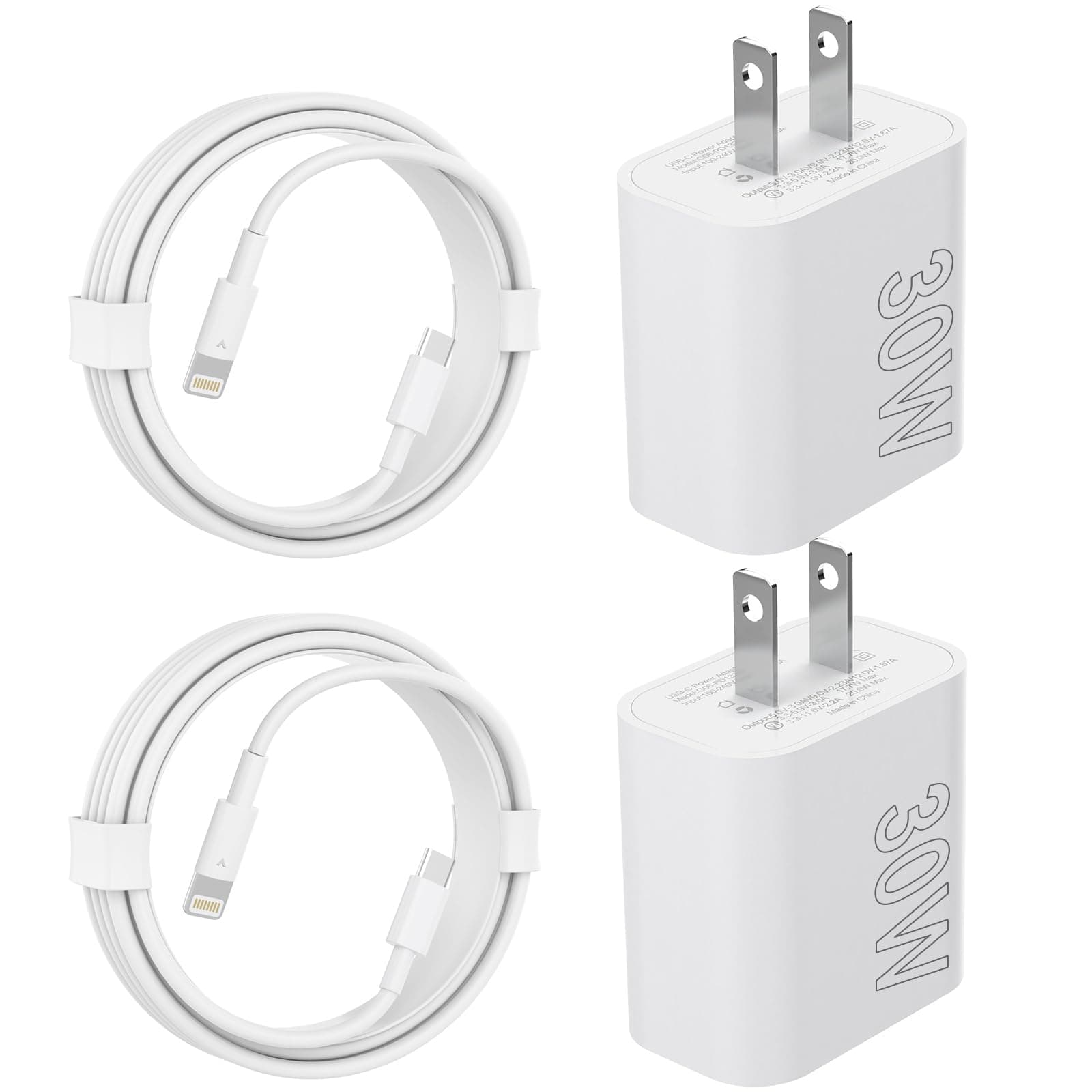 iPhone USB C Charger, 2 Pack 25W USB C Wall Fast Charger Adapter with 2 Pack 6FT Type C to Lightning Cable for iPhone 14 13 12 11 Pro Max XR XS X,iPad