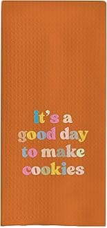 Baking Towels, Tea Towels for Baking, Gifts for Bakers Cookie Lovers Cooks, Baking Gifts for Women Bakers, It's a Good Day to Make Cookies Kitchen Towels, 16x24 （Orange）