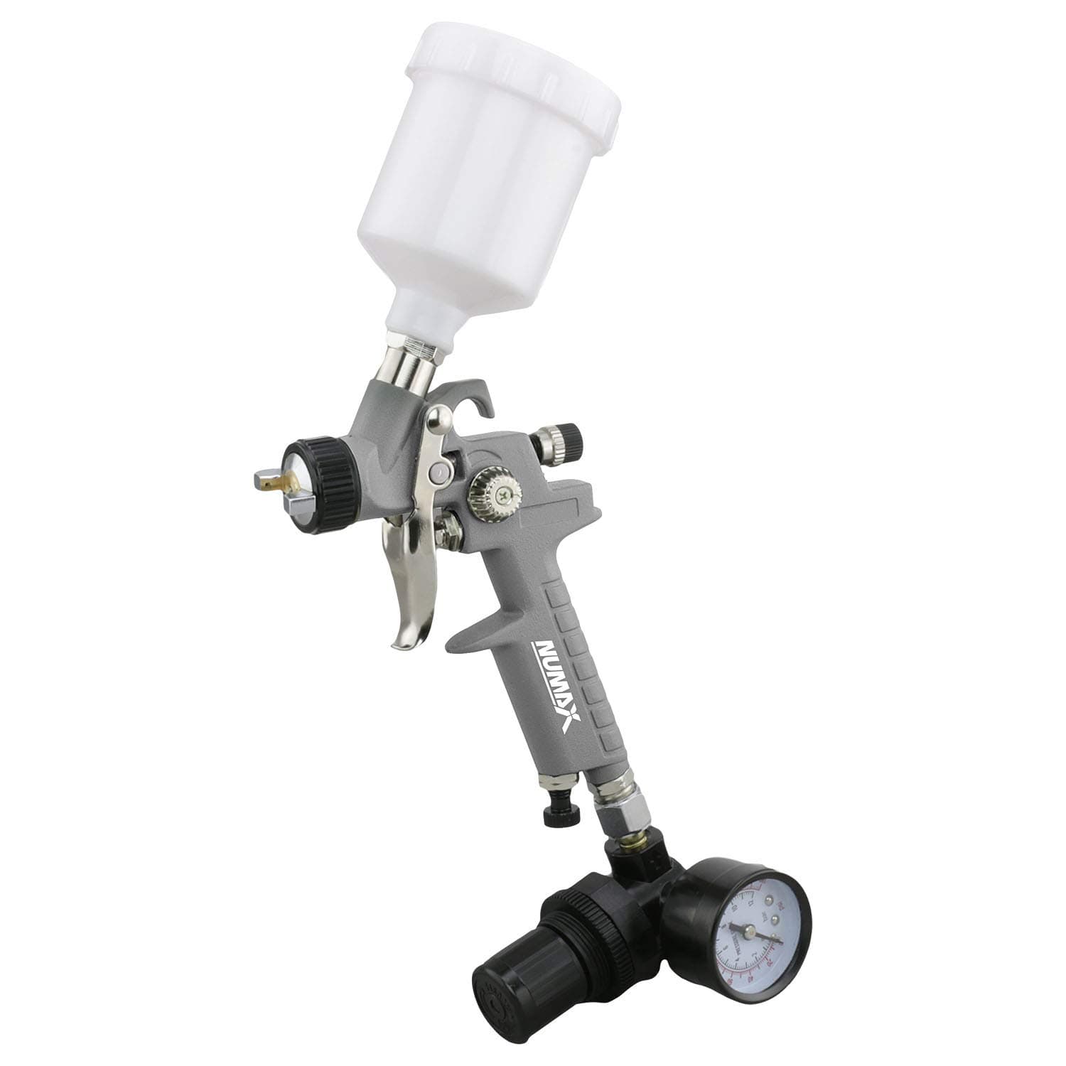 NuMax SPS08 Pneumatic 0.8 mm Tip Mini HVLP Gravity Feed Spray Gun with 125 cc Plastic Cup
