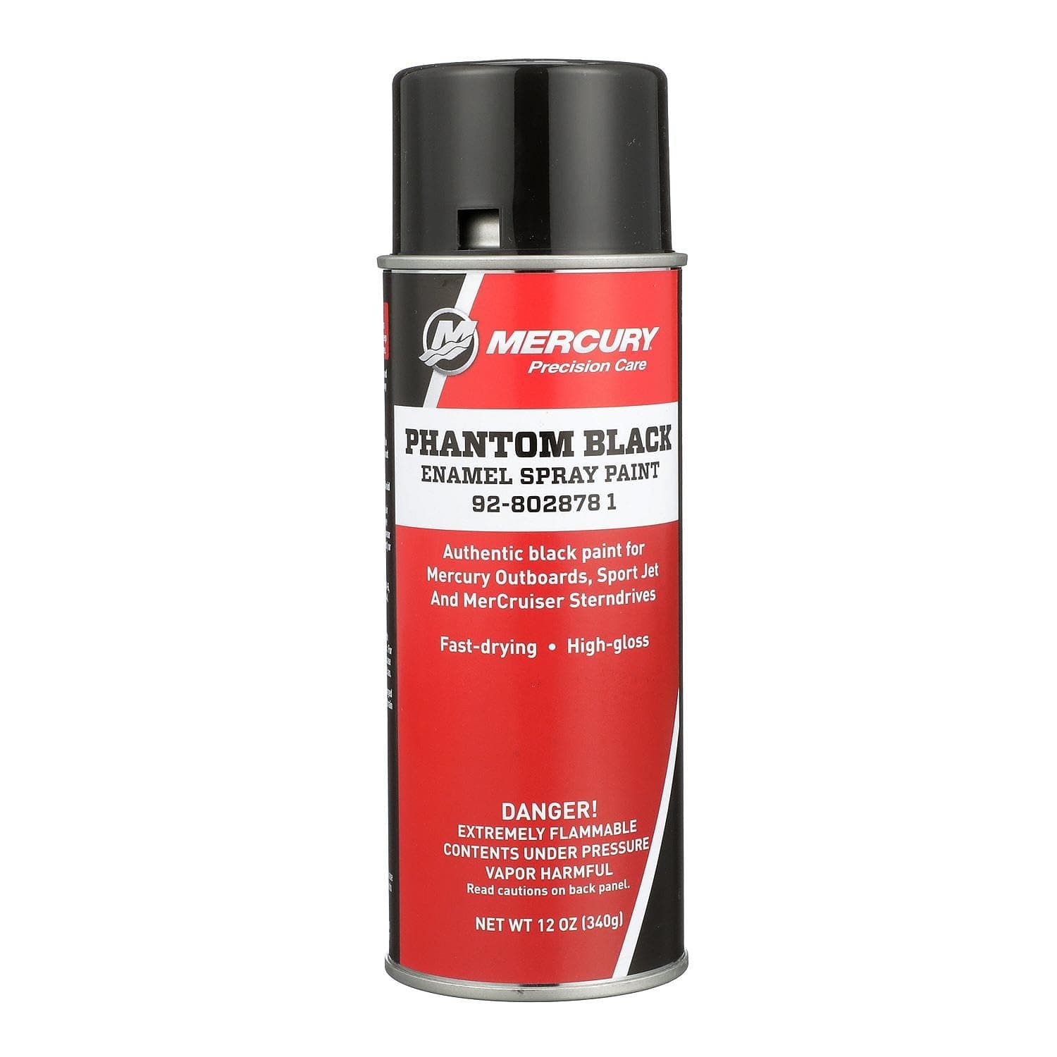 MERCURY 8028781 Phantom Black Enamel Spray Paint and MerCruiser, 12 oz Spray Can