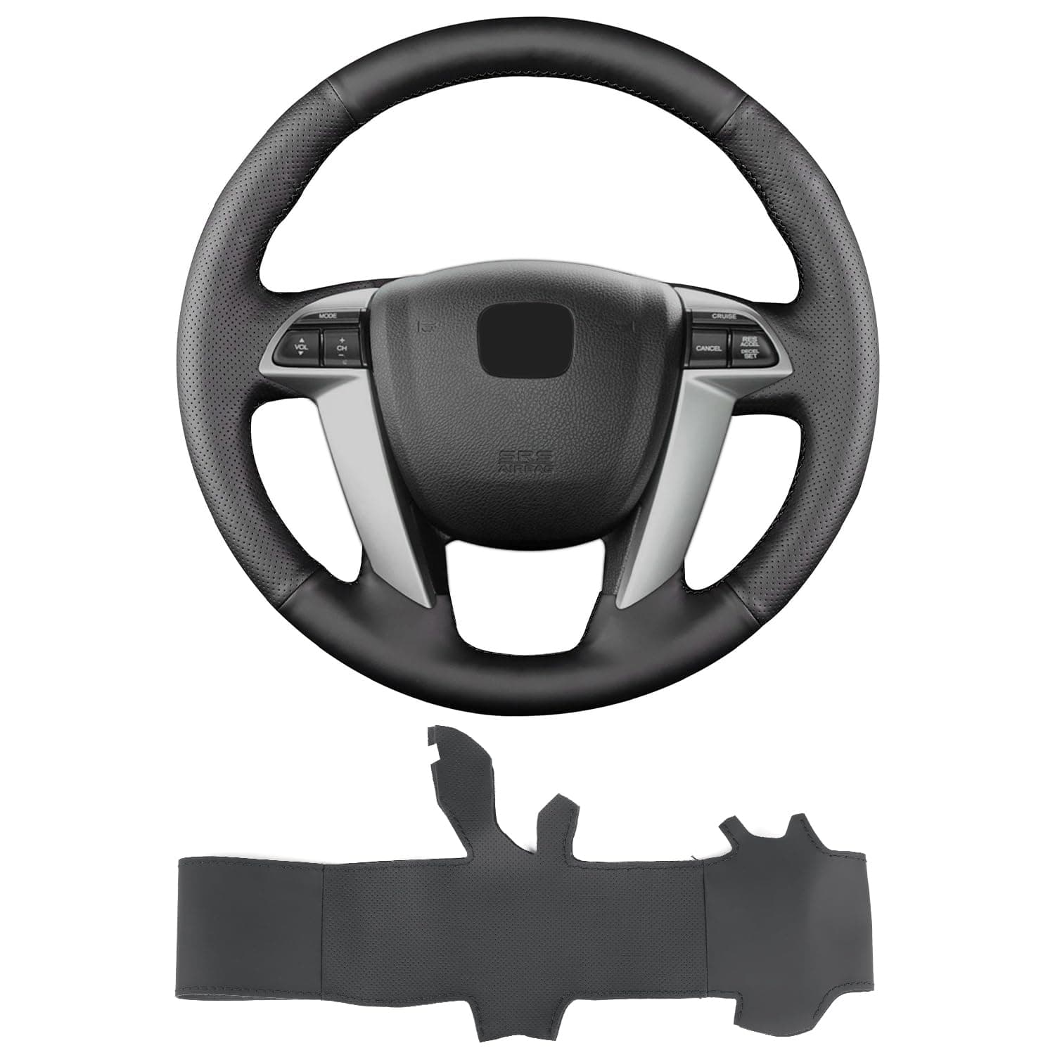 Hand-Stitch Steering Wheel Cover on Wrap with Microfiber Leather Fit for Honda 2008 Accord LX-P EX EX-L V6 Sedan/2009 2012 Pilot/2011 Accord/2011 2012 Odyssey/2014 Odyssey Touring Elite