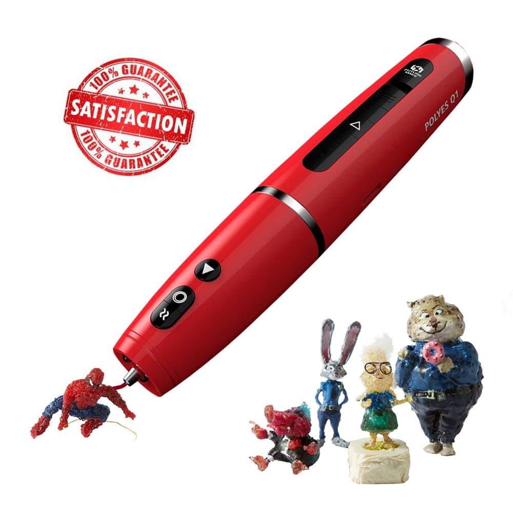 Safest 3D Pen by Future Make Polyes Q1. World's First 3D Printing Pen with Cool Ink, No Hot Parts, No Wires. 3D Arts & Crafts 3D Printer Pen for Professional 3D Drawing, Modeling, Crafting (Red)