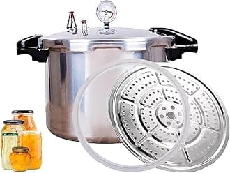22 ltr Pressure Canner Cooker & all american pressure canners for canning&Induction Compatible | Pressure Gauge & Pressure Regulator | Aluminum & Stainless Steel | Pressure release 10 PSI (+/- 5%)