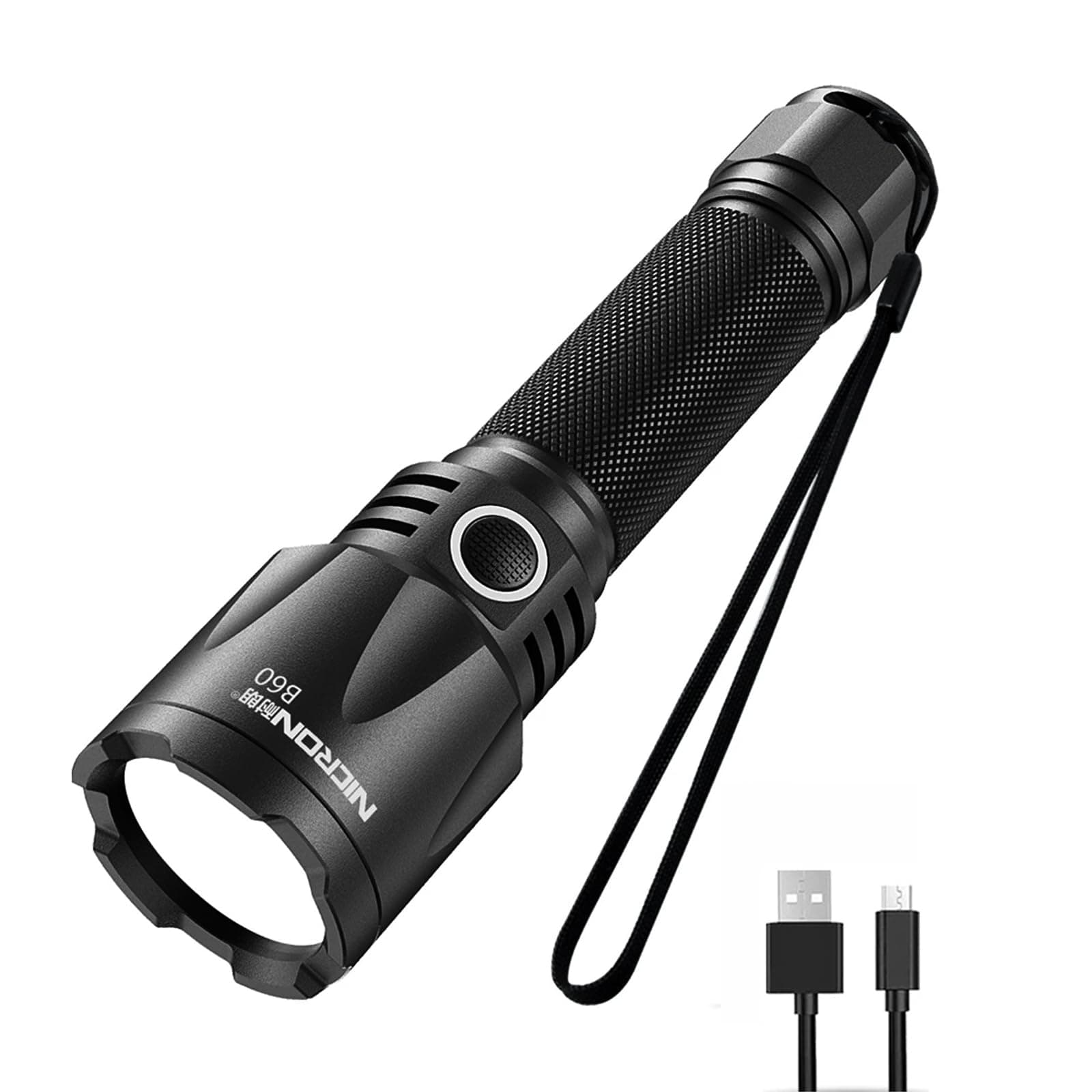 NICRON1400 High Lumens Flashlight, Rechargeable Tactical Flashlight: Led Flashlight Small, Super Bright Powerful Flashlight for Camping, Charged with Type C Cable