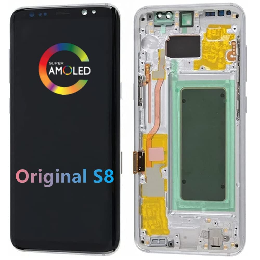 5.8" Original for Samsung S8 Touch Screen Display Digitizer S8 SM-G950A SM-G950U SM-G950FD SM-G950W LCD Screen Replacement (with Silver Frame)