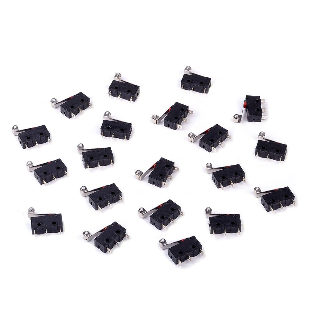 Cylewet 20Pcs Momentary Hinge Metal Roller Lever Micro Switch AC 5A 125 250V SPDT 3 Pins (Pack of 20) CLW1096