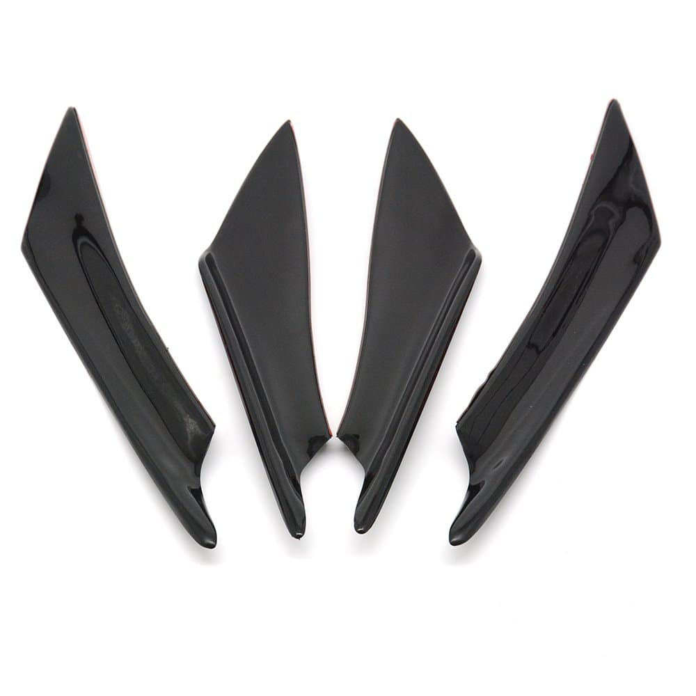 Tasan Racing Universal 4Pcs/Set Front Bumper Lip Diffuser Splitter Fins Body Spoiler Canards Valence Chin Black
