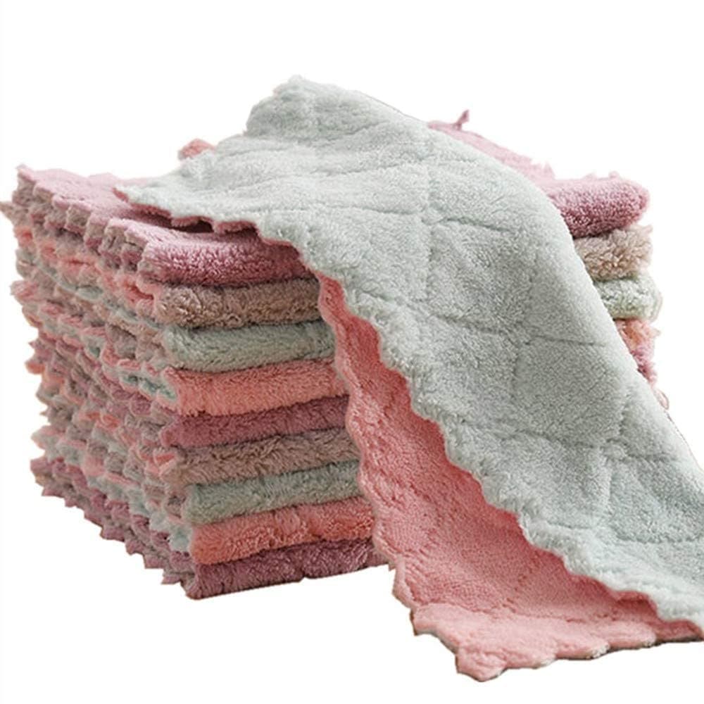 10-Pack Microfiber Cleaning Cloth Dish Towels, Double-Sided Dish Drying Towels，Reusable Household Cleaning Cloths for House Furniture Table Kitchen Dish Window Glasses