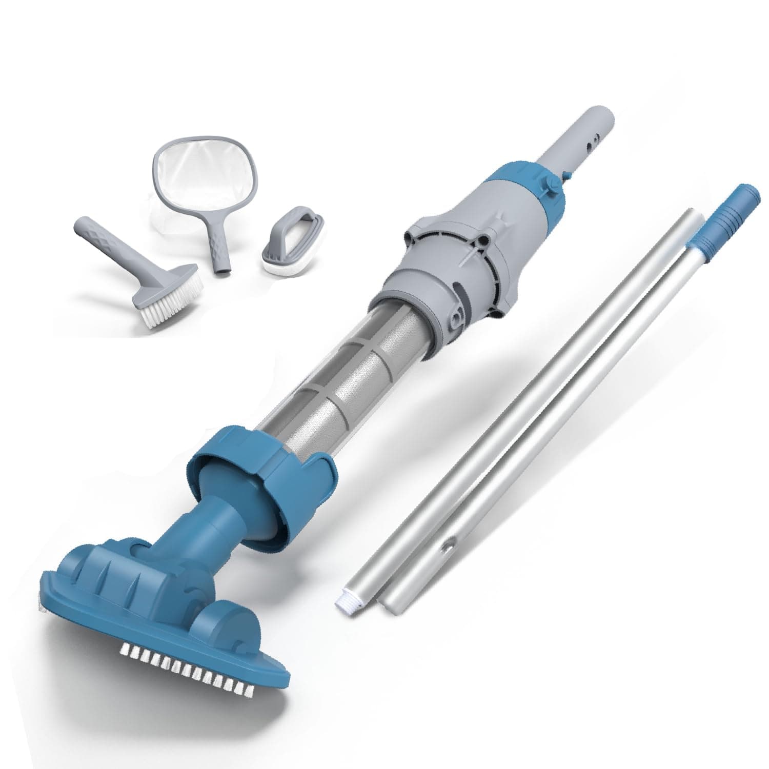 Kokido5-in-1 Rechargeable Spa Vacuum Essential Kit - Multi-Angle Head, Section Pole, 3 Hand Tools: Skimmer, Scrubber, and Brush. Cold/Hot Water Safe, Ideal for Inflatable Spa Hot Tub Xtrovac100